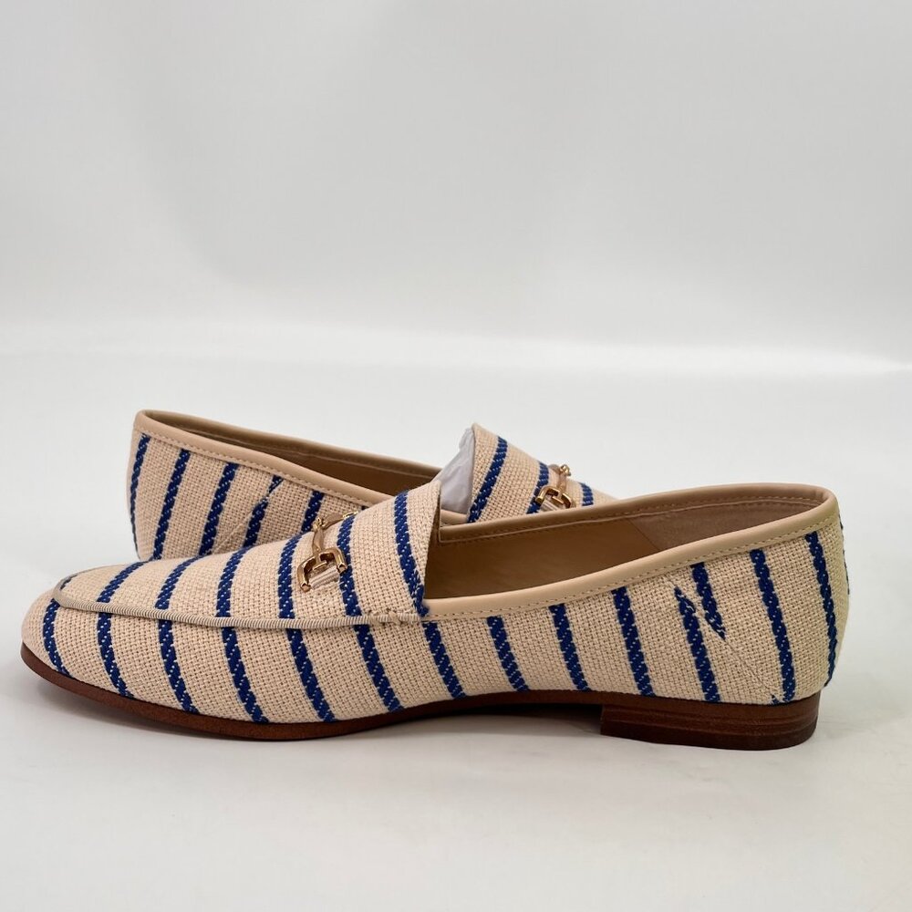 Sam Edelman Loraine Loafer Cobalt Stripe Size 8.5 Fabric Bit Almond Toe Flat - Picture 3 of 13